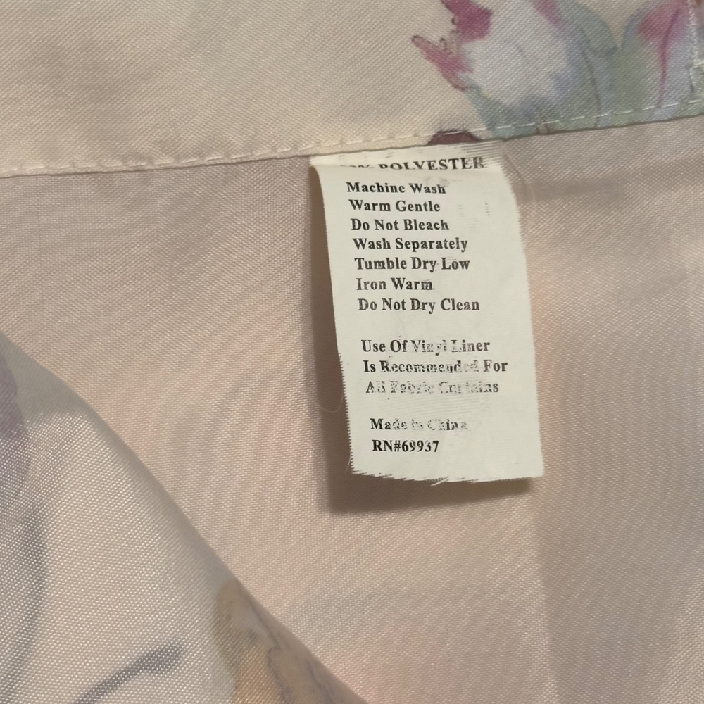 Butterfly Shower Curtain Cream Watercolor Floral Print 70x72 Cottagecore Decor - Picture 6 of 7